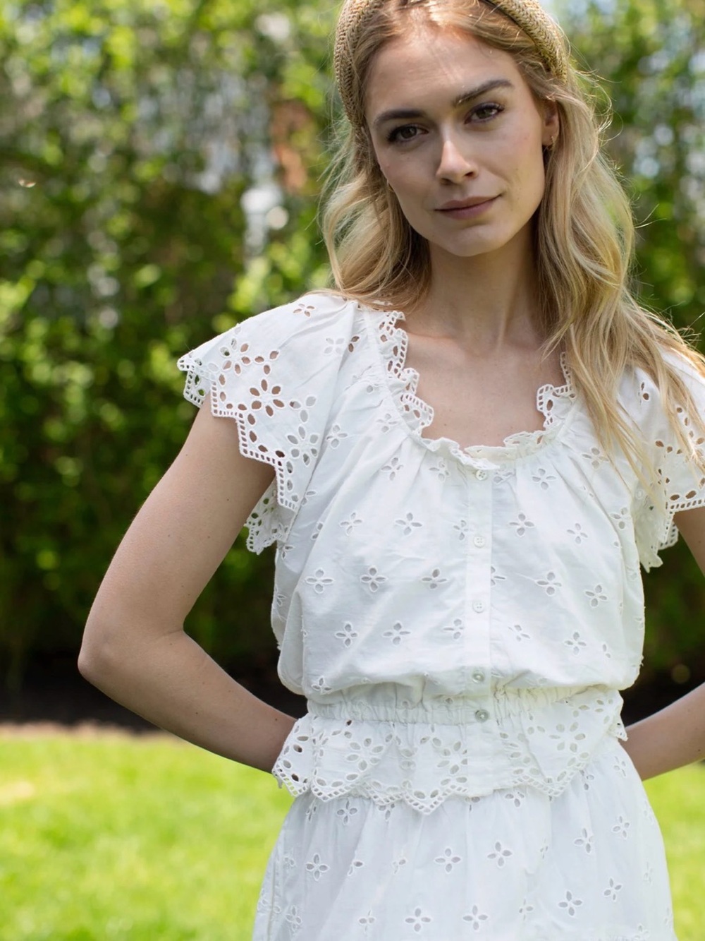 Marea by Liz Joy Erin Eyelet Top - White - L - Orig. 148 - Out of stock online!